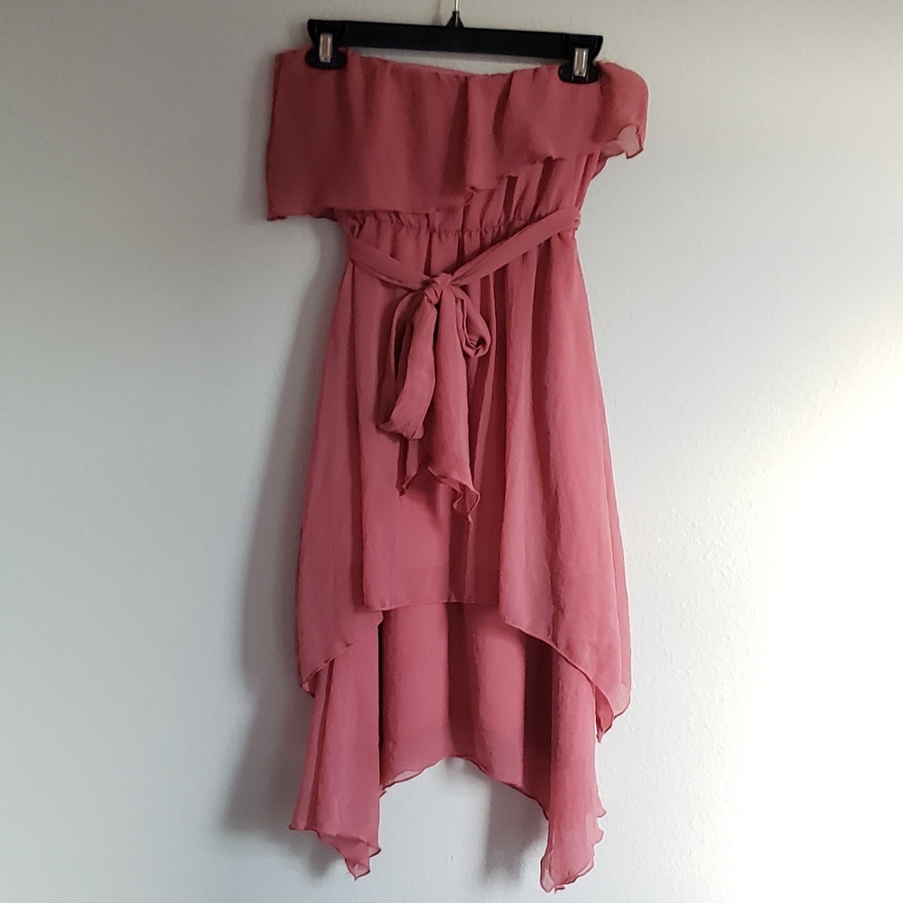 Pink Chiffon Strapless Dress